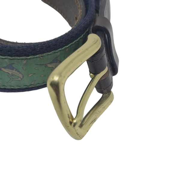 Vineyard Vines | Marlin Swordfish Fabric & Leather Ends Surcingle Belt (Size 32) - Picture 7 of 13
